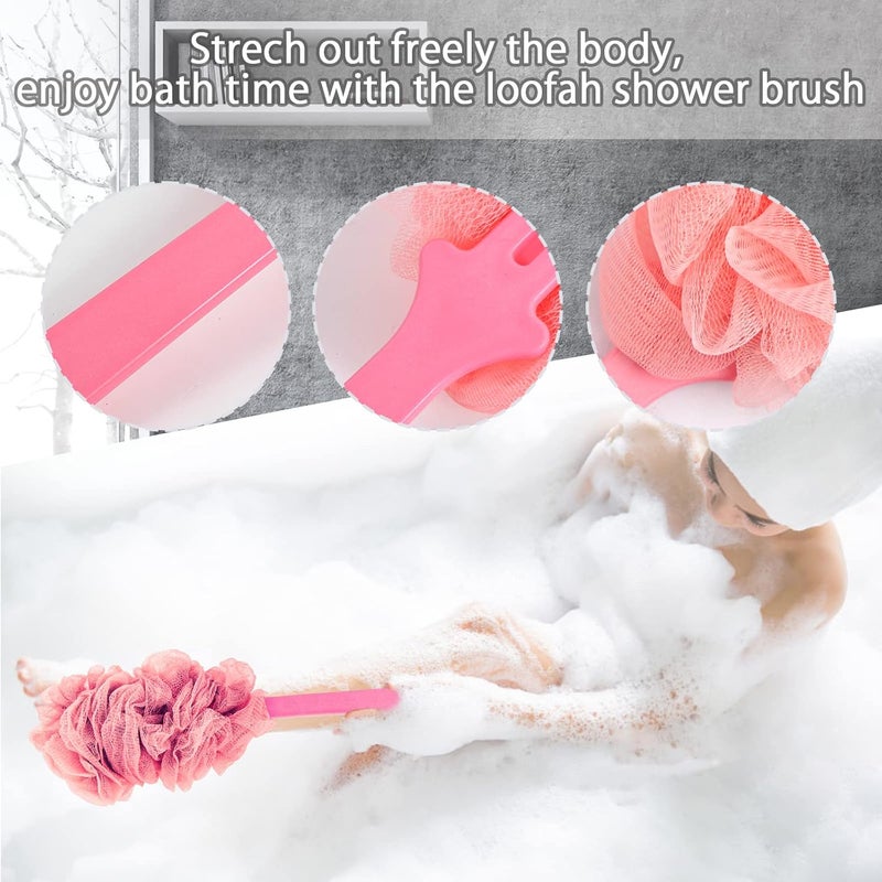 Evmliy 4Pack Back Scrubber for Shower, Loofah Sponge Brush Exfoliating Body, Long Handle Scrub Brush for Shower with Loofah on a Stick for Back Use, Bathing Accessories Body Brushes (4Pack) - Image 4